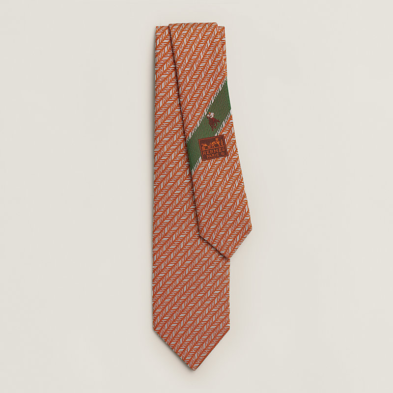 Chevron d'H tie - Orange | Hermès Thailand